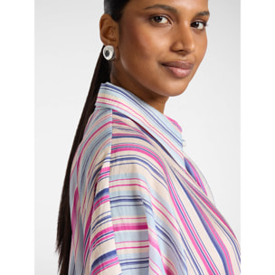 Elena Mirò - Camicia oversize misto lyocell a righe - Blu