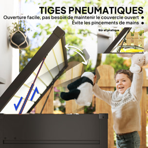 Coffre de jardin grande taille 311L dim. 120x62x62cm verrouillable acier galvanisé anthracite