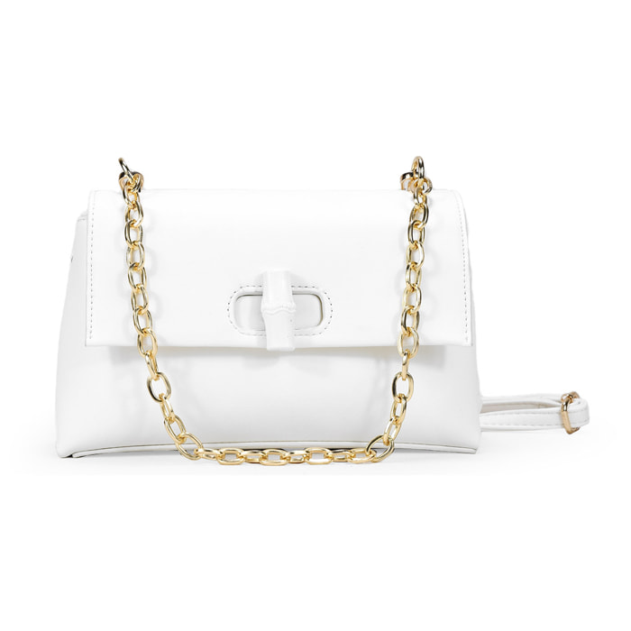 Bolso bandolera blanco con solapa