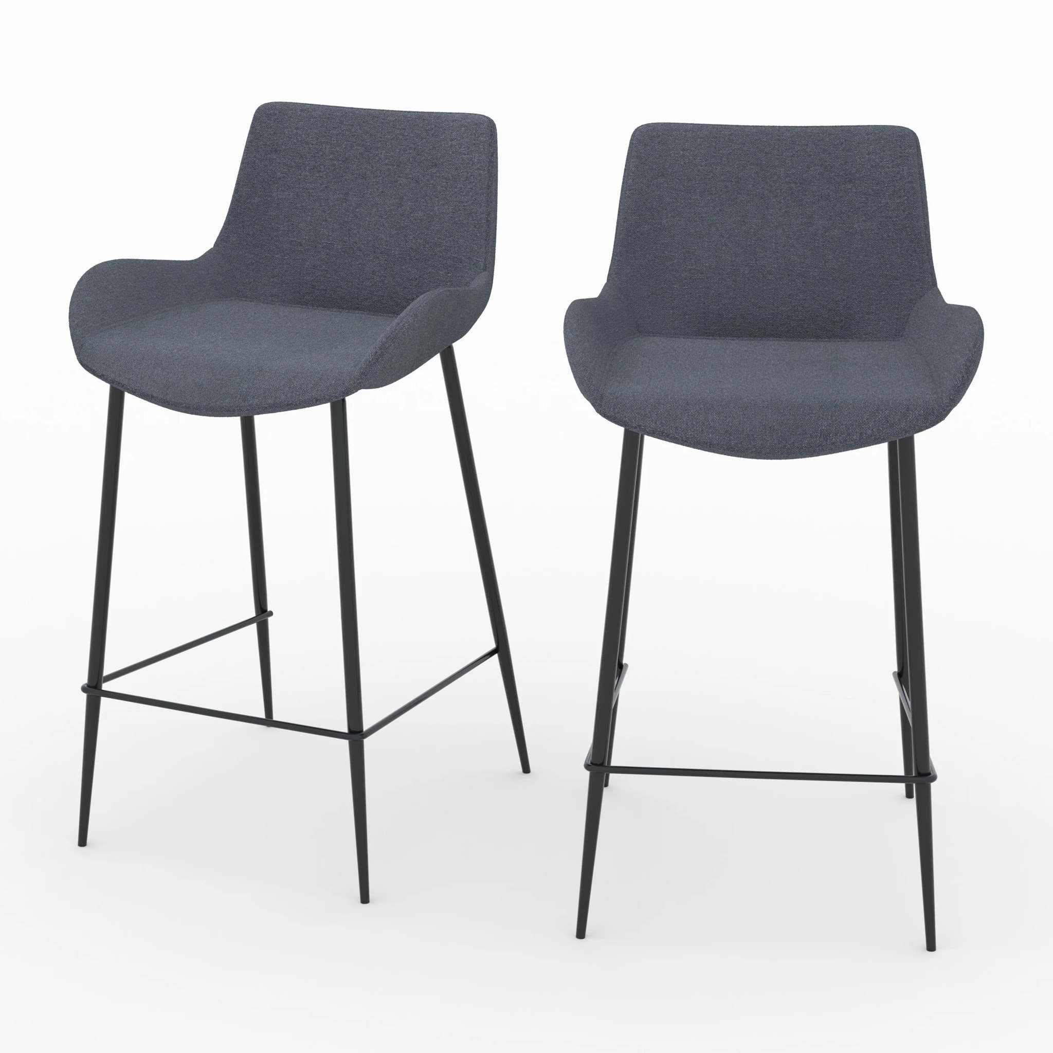 Lot de 2 chaises pour îlot central en tissu gris 65 cm - Pirata