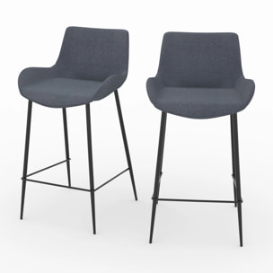 Lot de 2 chaises pour îlot central en tissu gris 65 cm - Pirata