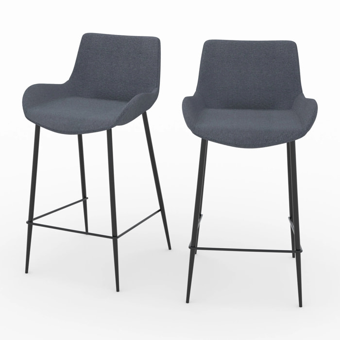 Lot de 2 chaises pour îlot central en tissu gris 65 cm - Pirata