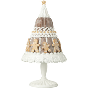 J-Line décoration Pain D'épice Gâteau - polyrésine - beige/blanc