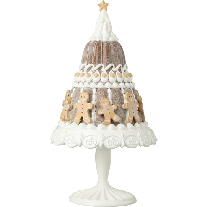 J-Line décoration Pain D'épice Gâteau - polyrésine - beige/blanc