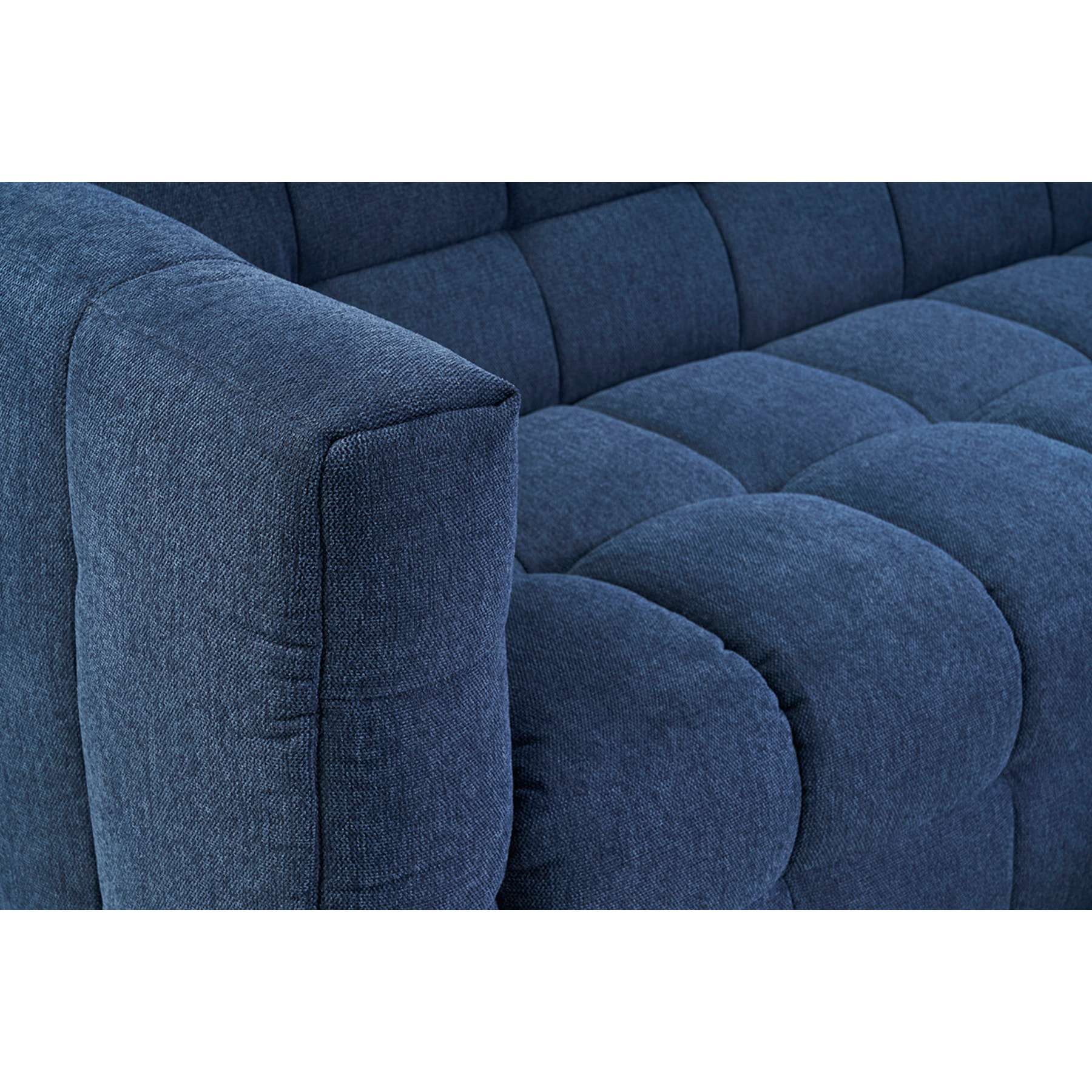 Canapé design 3 places en tissu effet velours texturé bleu foncé CORTO