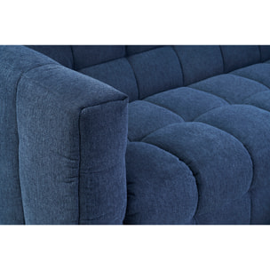 Canapé design 3 places en tissu effet velours texturé bleu foncé CORTO