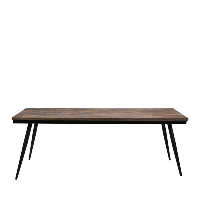 Ranggo - Table à manger en métal et teck recyclé 200x90cm - Couleur - Bois foncé / noir