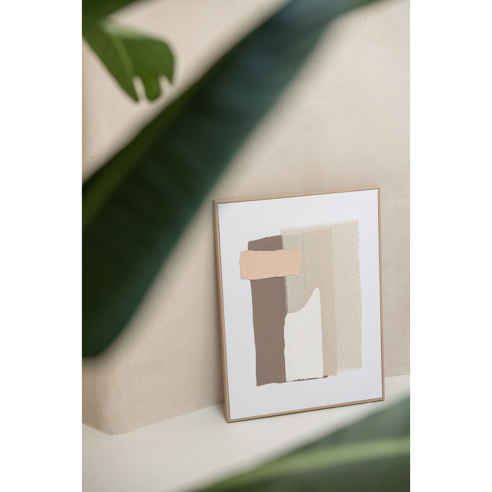 J-Line Tableau Objets 3D - toile - beige/marron foncé - 2 pièces