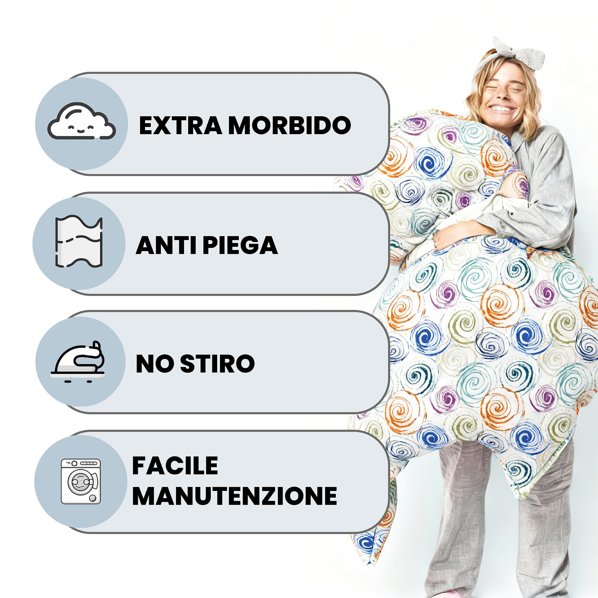 TRAPUNTA INVERNALE BASIC, 200gr, Doubleface, Microfibra, Made in Italy - SPIRALS