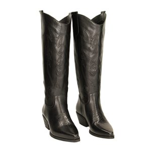 Stivali texani neri in pelle