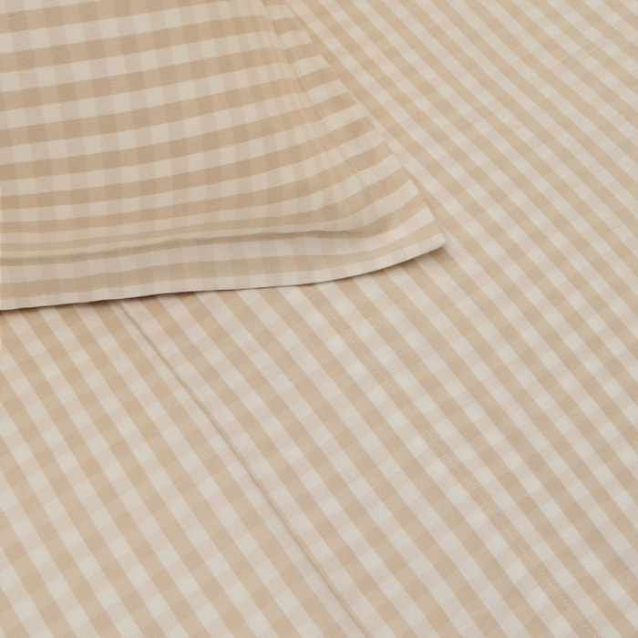 Sábana de algodón satén 200 hilos Kimcuad color marron beige 100% Algodón