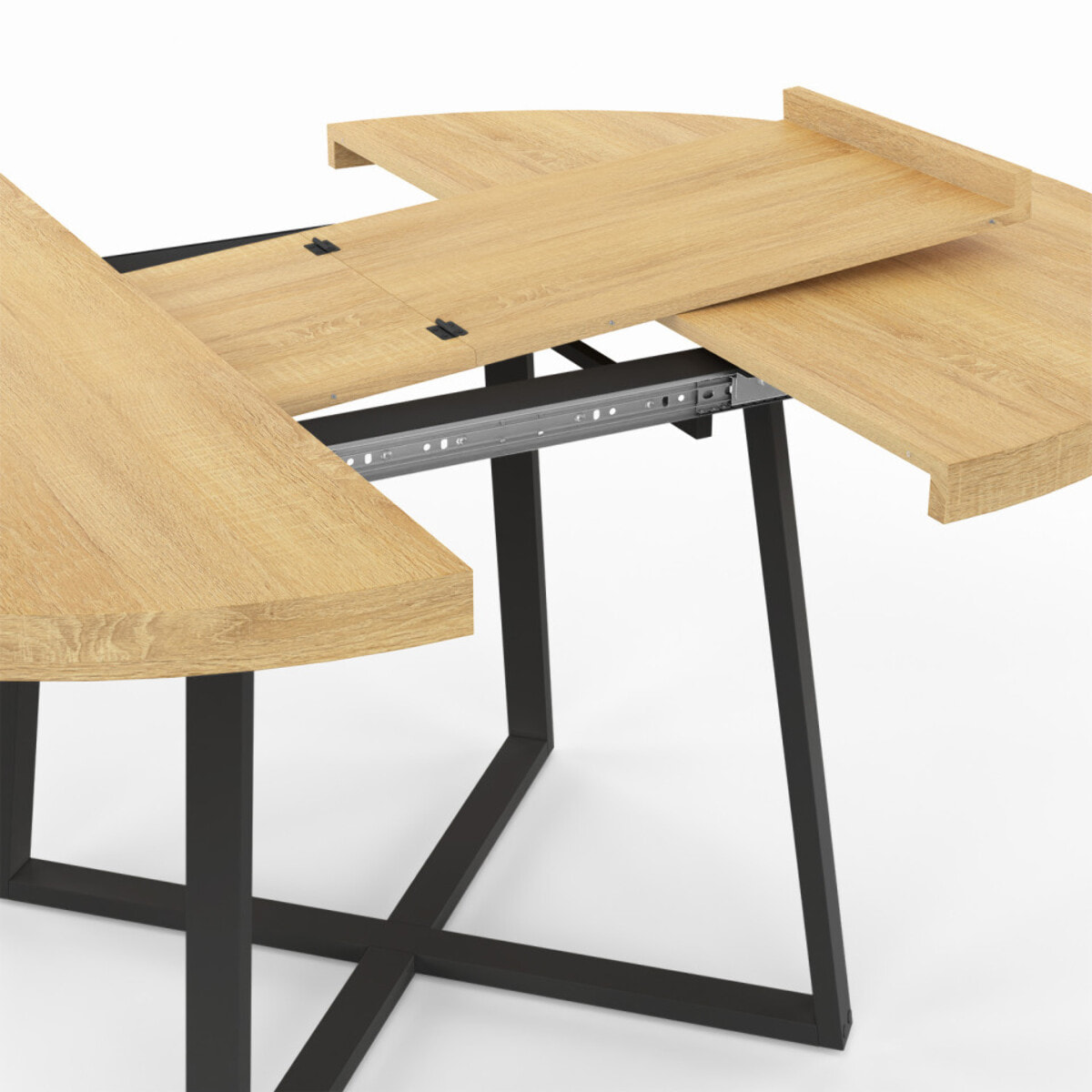Table à manger ronde extensible Sana Ø110-150cm bois et noir