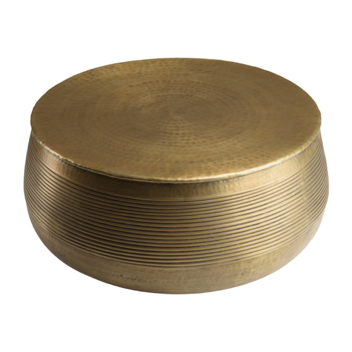HONORE - Table basse ronde alu 70x70cm couleur laiton foncé pied strié