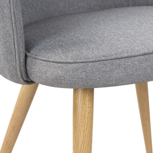 Lot de 2 chaises en tissu gris clair et pieds en métal - Chiara