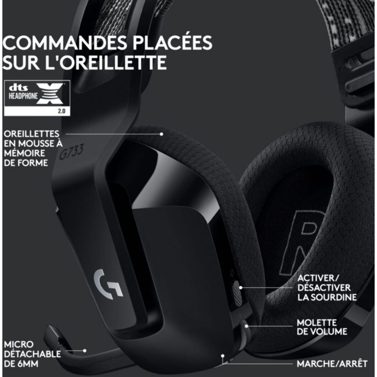 Casque gamer LOGITECH G733 Lightspeed Black