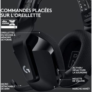 Casque gamer LOGITECH G733 Lightspeed Black