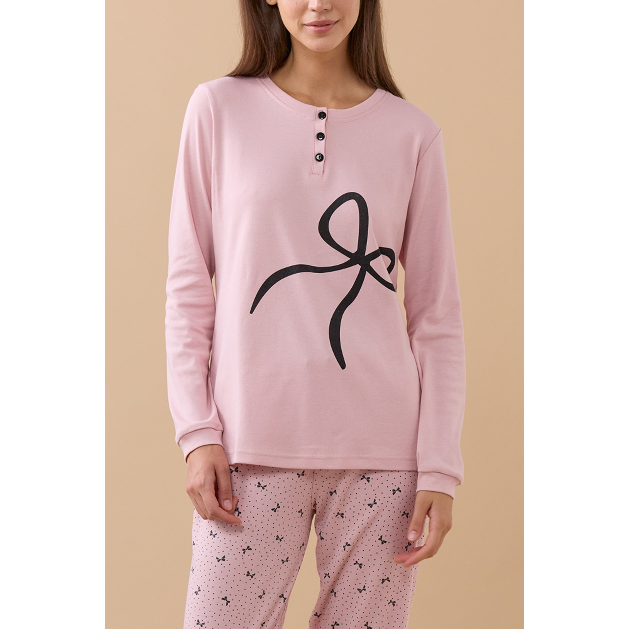 Pigiama donna invernale in caldo cotone articolo big fiocco. Noidinotte