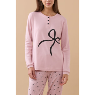 Pigiama donna invernale in caldo cotone articolo big fiocco. Noidinotte