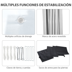 Carpa Plegable Pop-up Gazebo 3x3 m Cenador Plegable con 2 Paredes Laterales Anti-UV Altura Ajustable en 3 Niveles Sacos de Arena y Bolsa de Transporte con Ruedas para Camping Fiestas Blanco