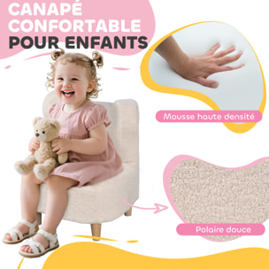 Fauteuil enfant design scandinave nuage - piètement bois clair tissu polaire beige