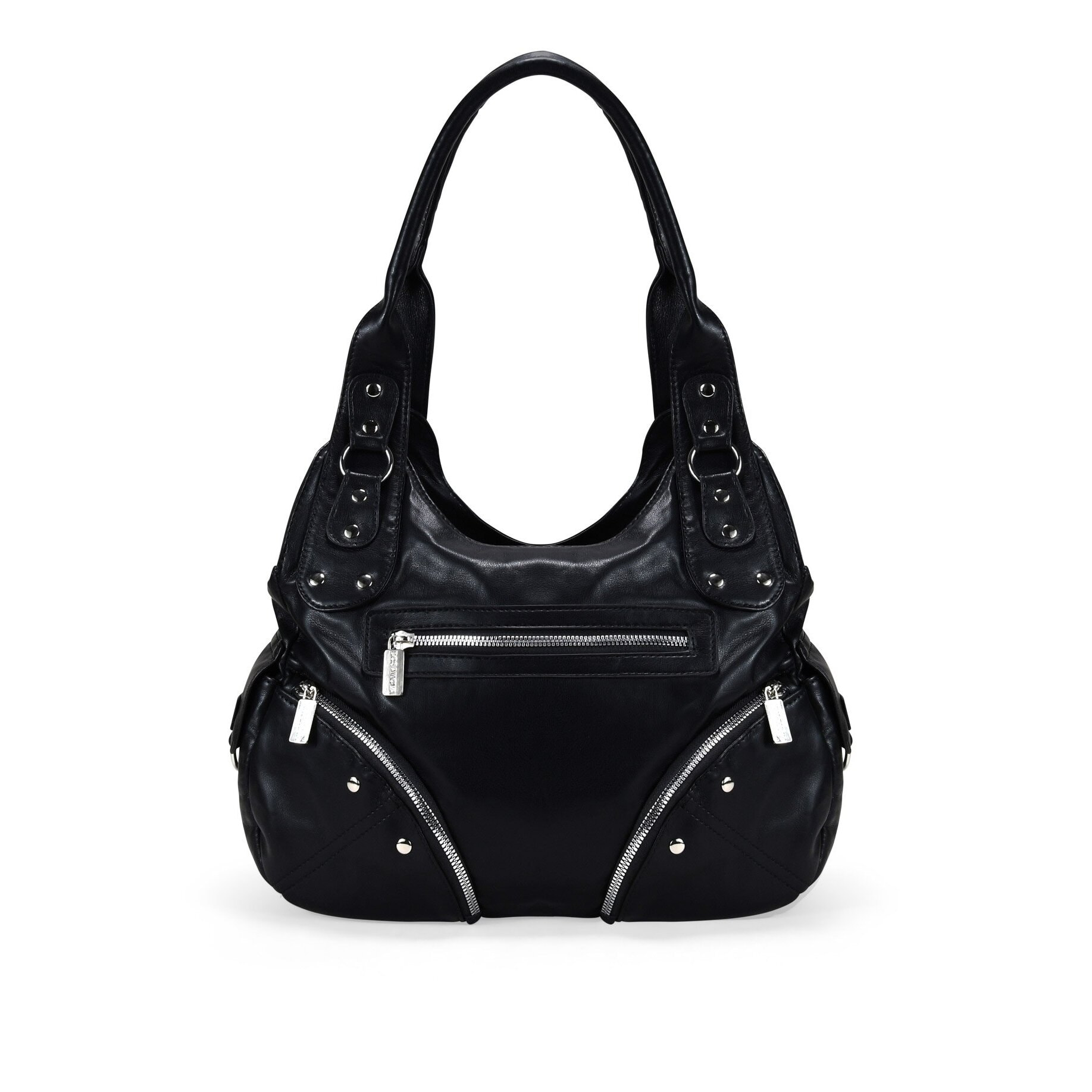 Bolso de hombro negro con bolsillos