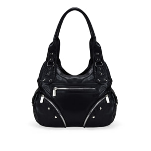 Bolso de hombro negro con bolsillos