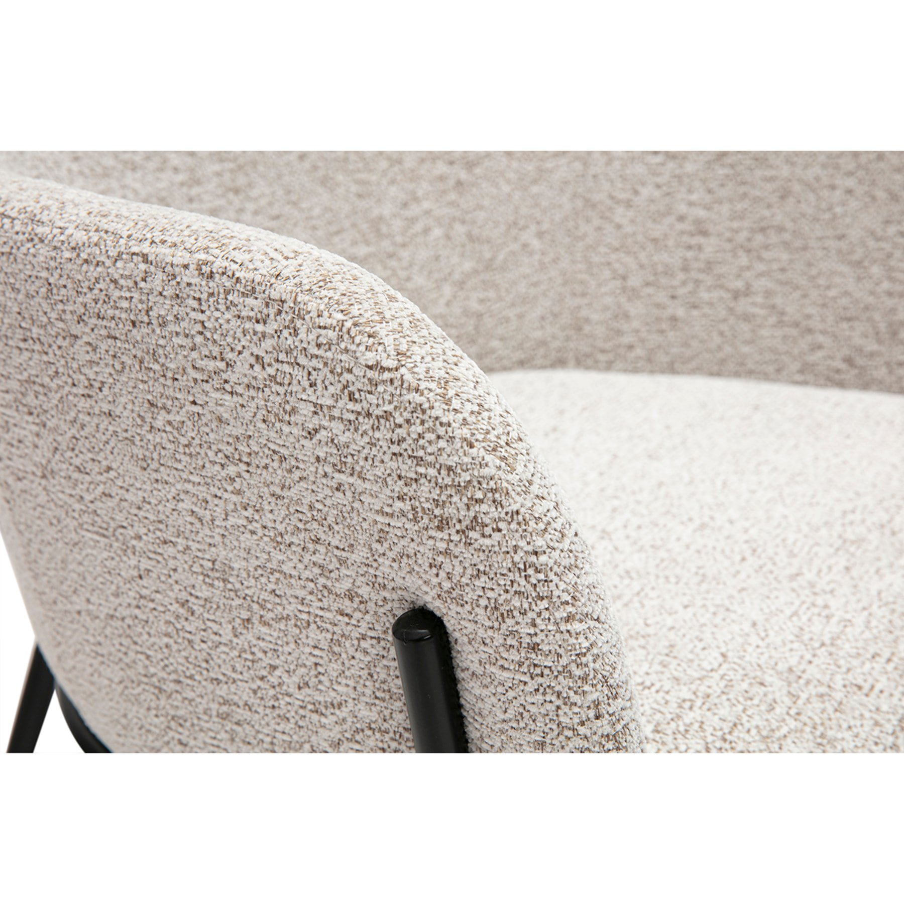 Chaise design en tissu velours chenille beige et métal noir TULUM
