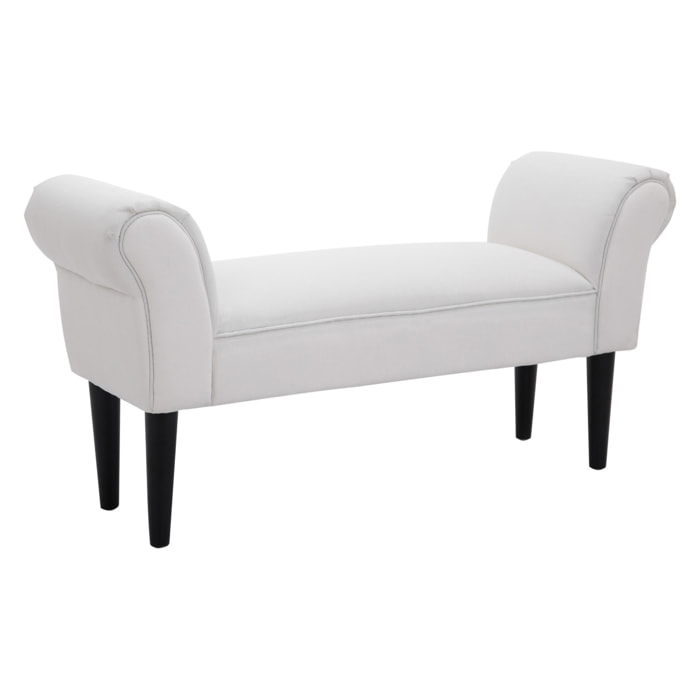 Taburete Pie de Cama Banqueta con Brazos Tapizada tipo Banco de Madera para Dormitorio Salón Recibidor 102x36x51cm Carga 130kg