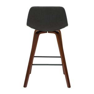 Tabourets de bar design gris foncé et noyer H65 cm (lot de 2) NONIE