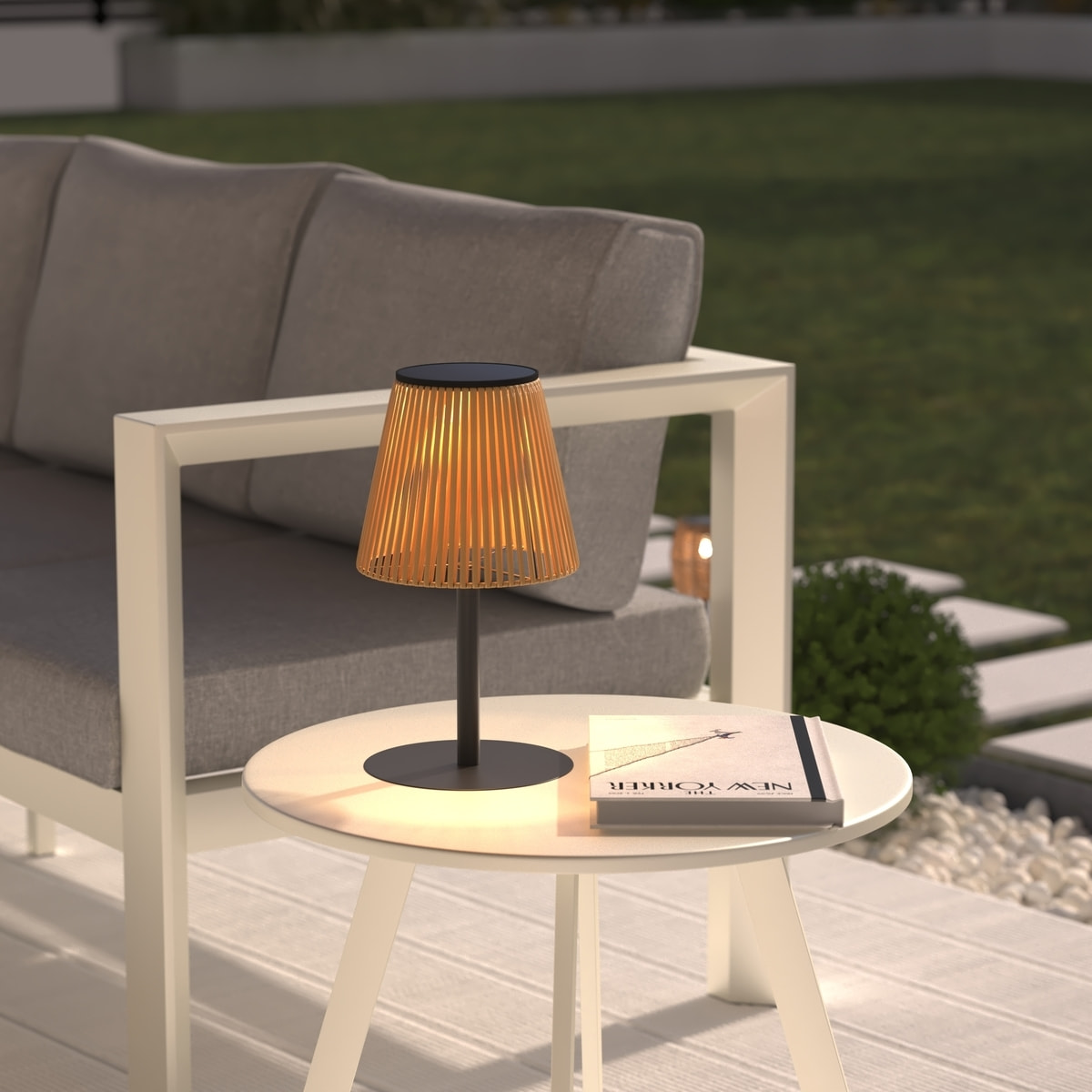 Lampe d extérieur solaire et USB "Kessy" beige H30cm