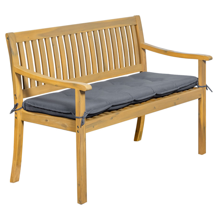Banc en acacia massif SIMILAN - coussins gris