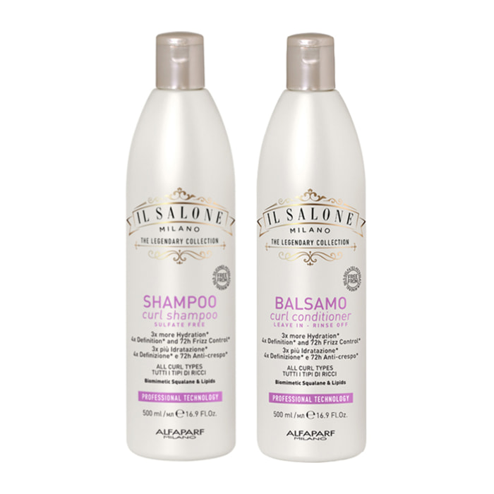 ALFAPARF MILANO Kit Il Salone Curl Shampoo 500ml + Conditioner leave In Rinse Off 500ml