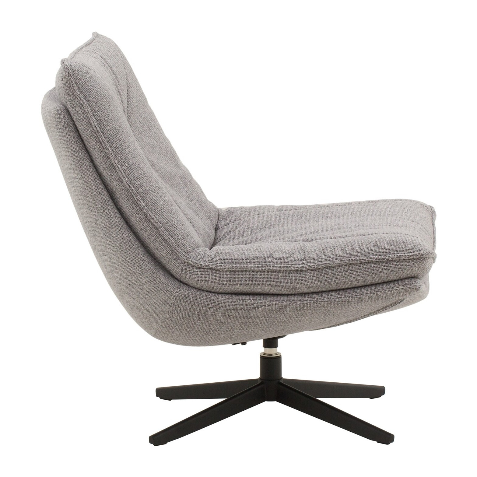 Poltrona girevole BRIKELL in tessuto grigio e base in metallo nero