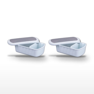 Lot de 2 Lunchbox Bleues à compartiment réglable Fackelmann Storage
