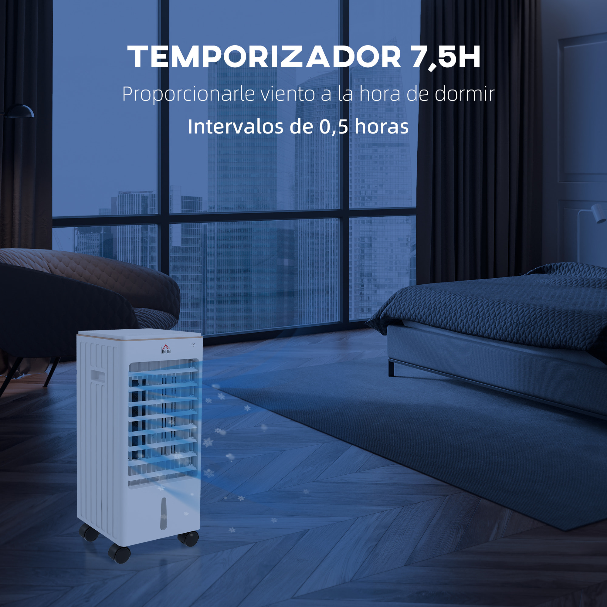 Enfriador de Aire Portátil 3 en 1 Climatizador Evaporativo Oscilante con 3 Velocidades Control Remoto Temporizador 7,5h Pantalla LED Tanque de Agua 3L Efecto 15-20 ㎡ 22,5x24,5x53,5 cm Blanco