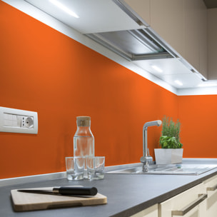 Rouleau adhésif décoratif Vinyle au Mètre - Orange - Sticker Lavable Imperméable Mur Cuisine Meubles