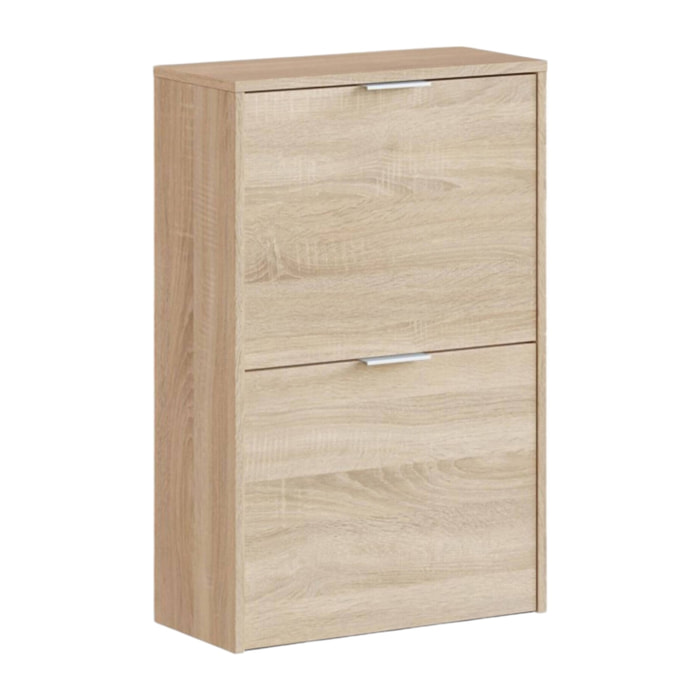 Scarpiera Arafat, Portascarpe salvaspazio a 2 ante, Scarpiera da ingresso , Armadio scarpiera, 50x22h76 cm, Rovere