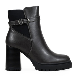 Botines de tacón grises con hebilla