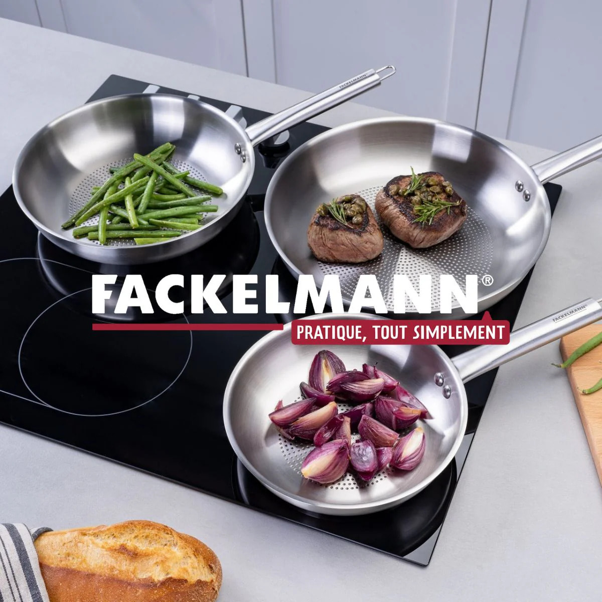Poêle 24 cm en inox 18/8 Fackelmann Ovalgriff