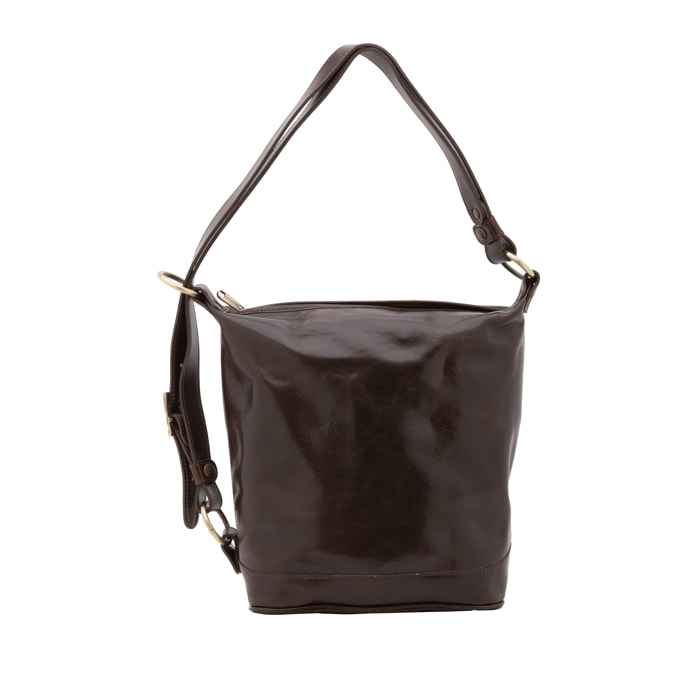Borsa a secchiello  da donna In Vera pelle Made in Italy 34x33x15 cm