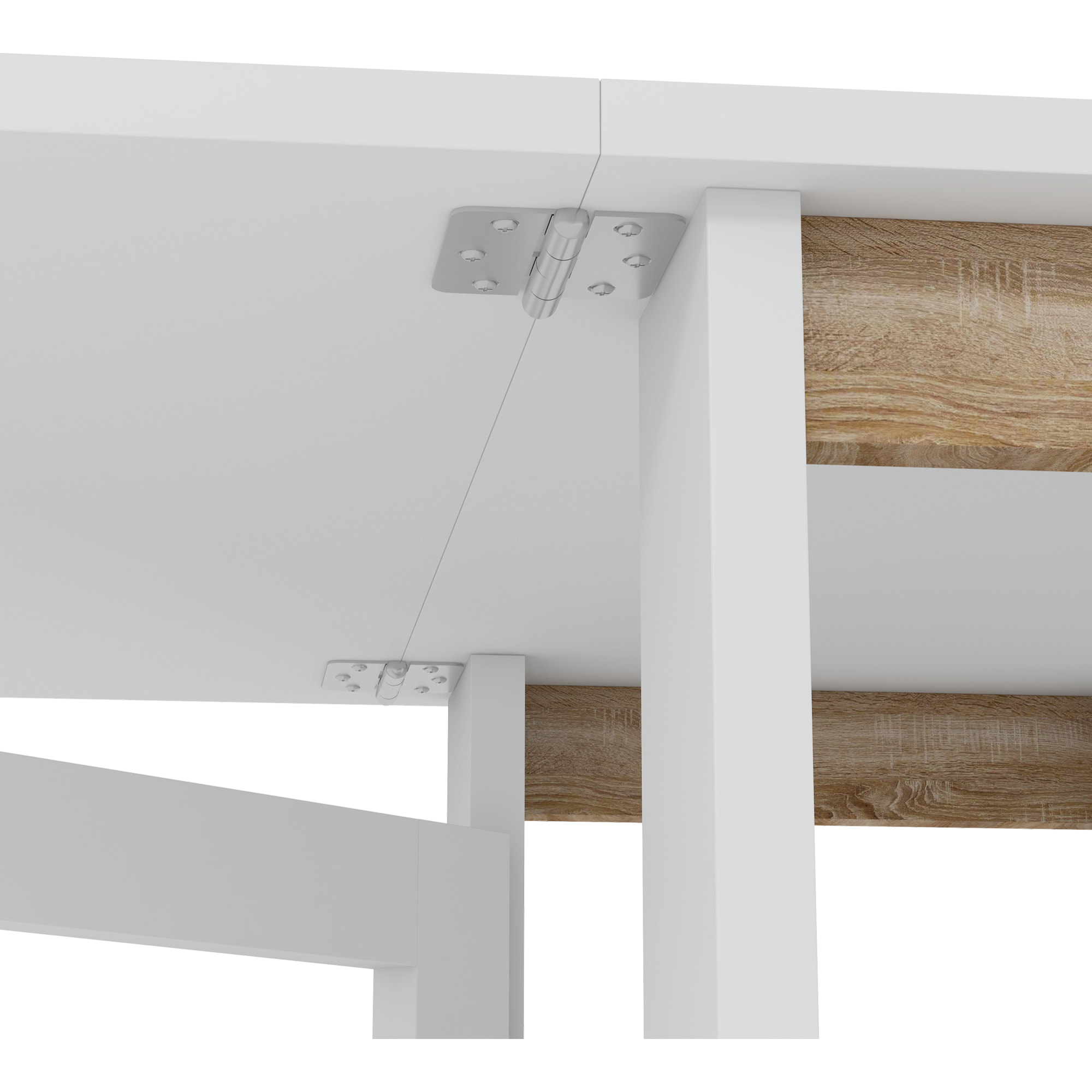 Mesa Plegable con Alas Abatibles Mesa de Comedor Plegable Mesa de Cocina con 2 Ruedas y Estantes Estilo Moderno 120x60x75 cm Blanco