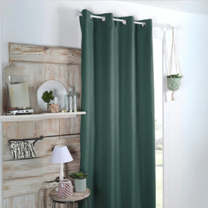 Rideau occultant uni tramé - Vert sapin