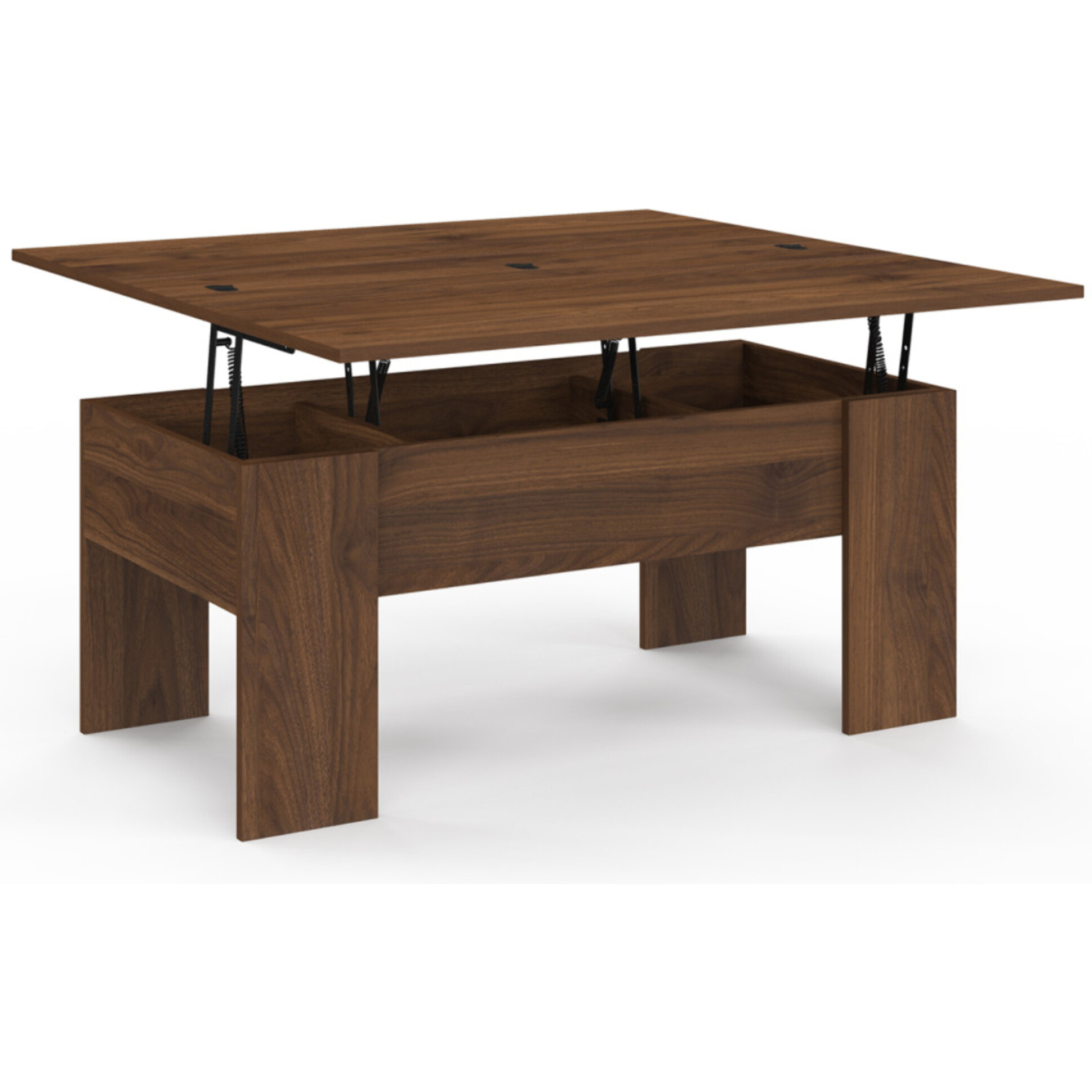 Table basse relevable et dépliante effet noyer