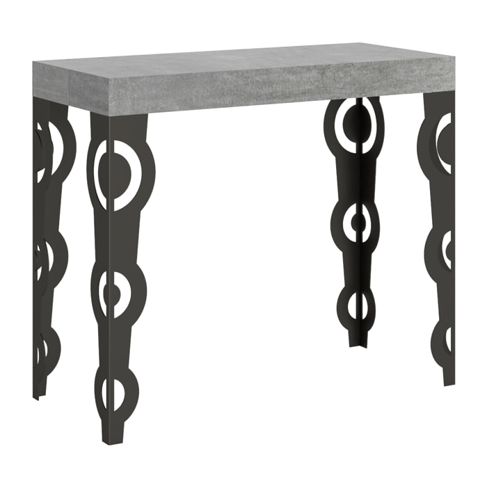 Console Karamay Premium cm.90x40 (extensible à 300) Ciment cadre Anthracite