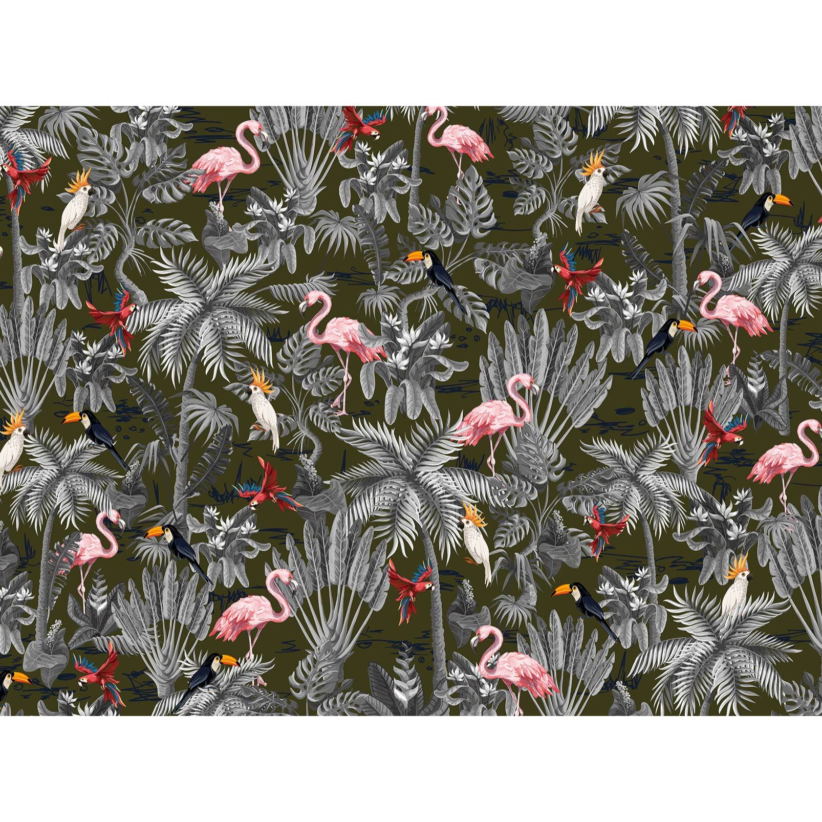 Papier peint panoramique flamants tropicaux Intissé