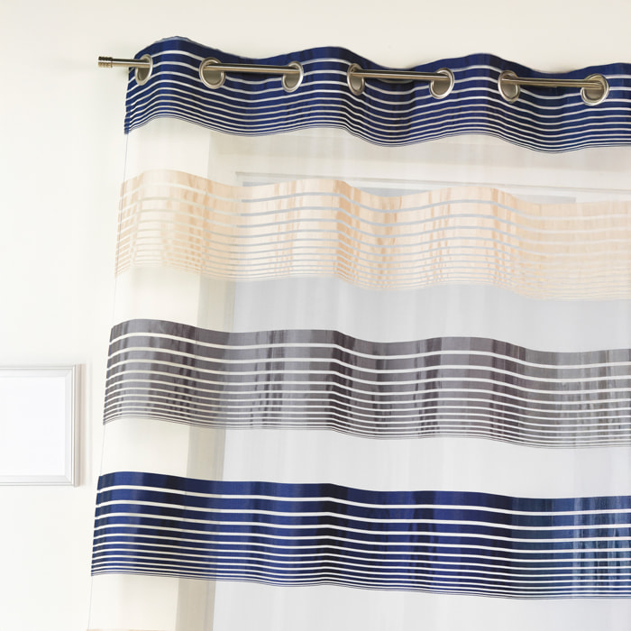 Voilage en organza à fines rayures horizontales - Bleu Marine