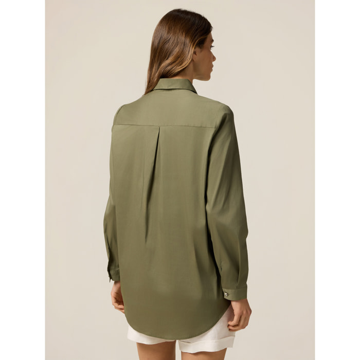 Oltre - Camisa de popelina - Verde militare