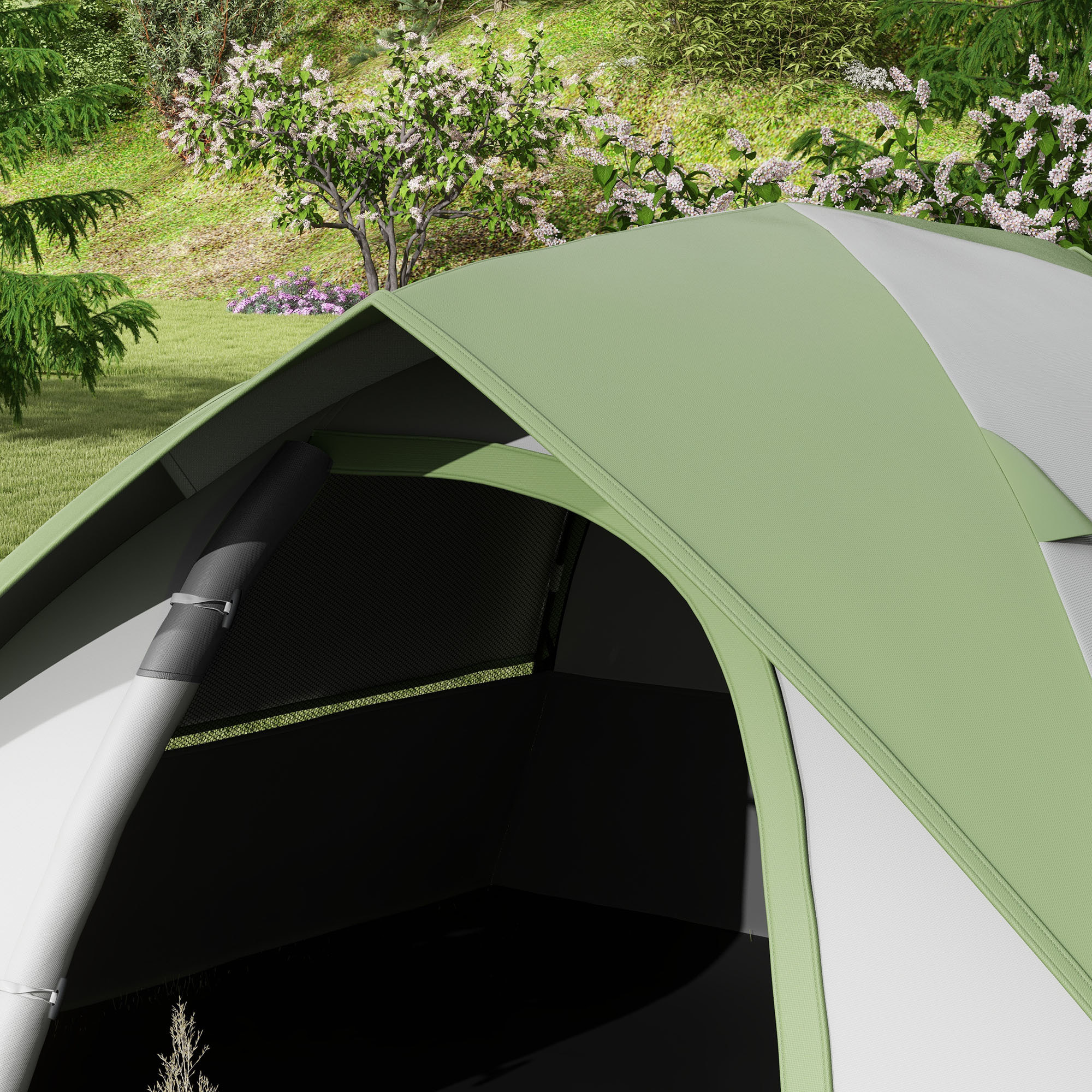 Tente de camping 2 personnes dôme étanchéité 3000 mm tapis de sol sac transport vert gris