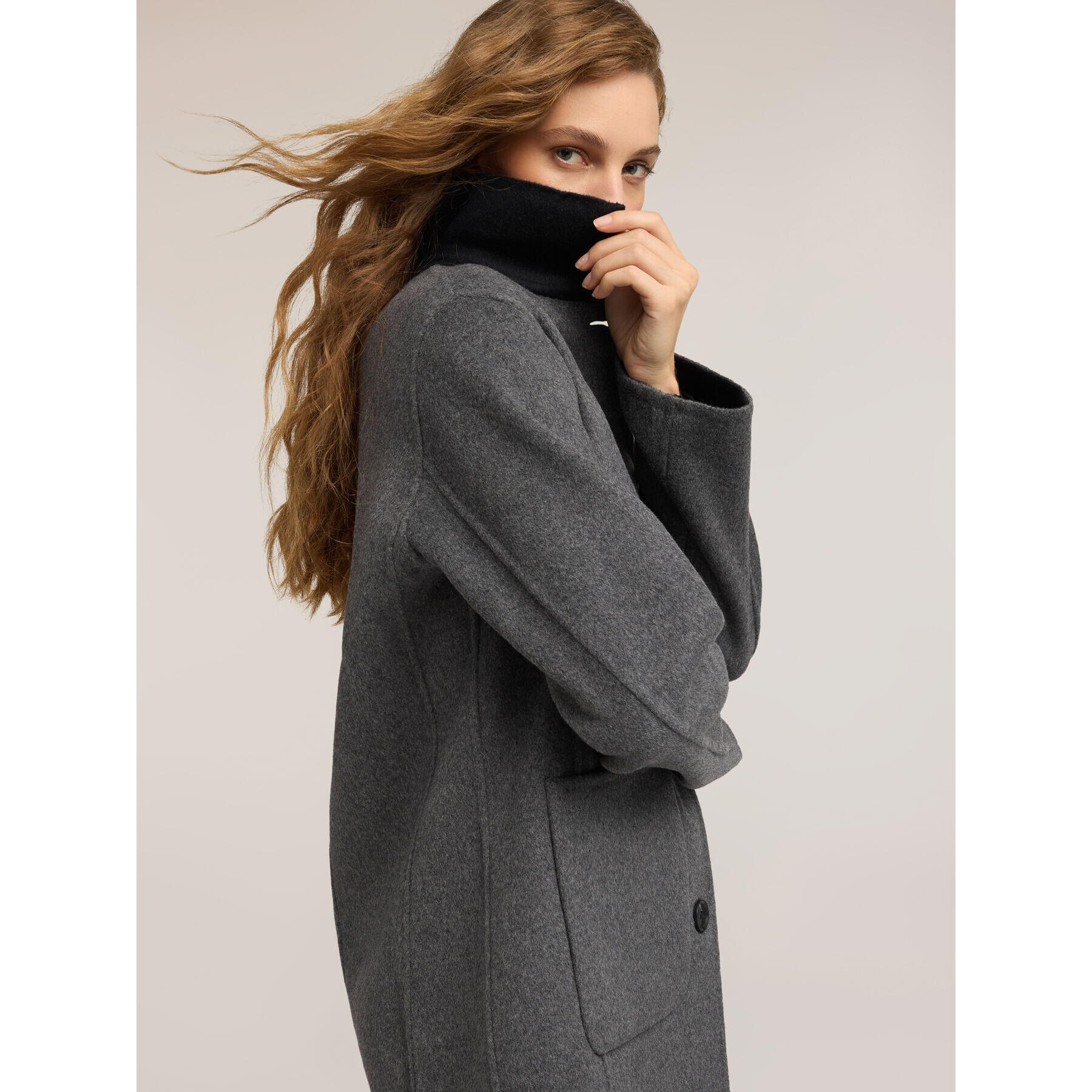 Motivi - Cappotto reversibile in panno misto lana - Grigio
