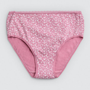 Confezione da 2 slip a vita alta con stampe rosa